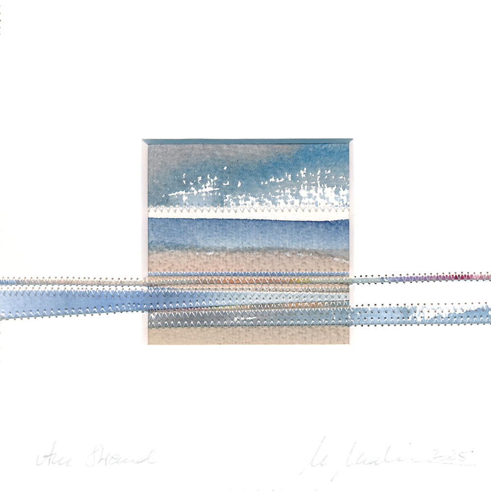 "Herbst am Strand"<br />
Genähte Collage|Aquarell