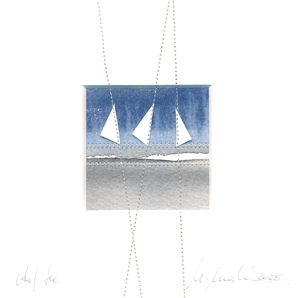 81518 "Herbst am Strand"<br />
Genähte Collage|Aquarell